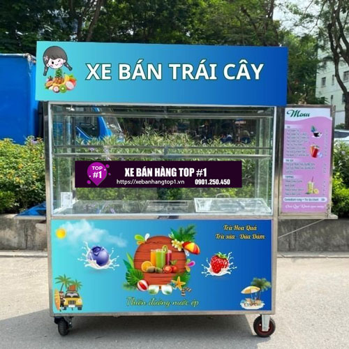 Xe trái cây tự chọn decal xanh dương 1m5