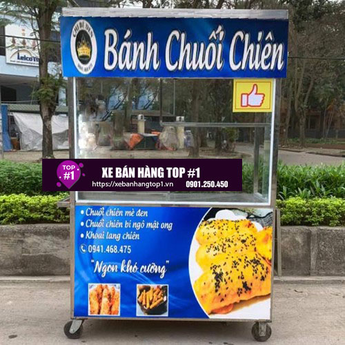 Xe chiên chuối decal xanh dương có mái che