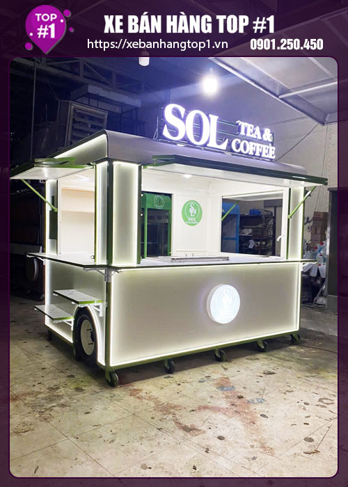 Quầy trà sữa lưu động 2M5x1M8x2M15