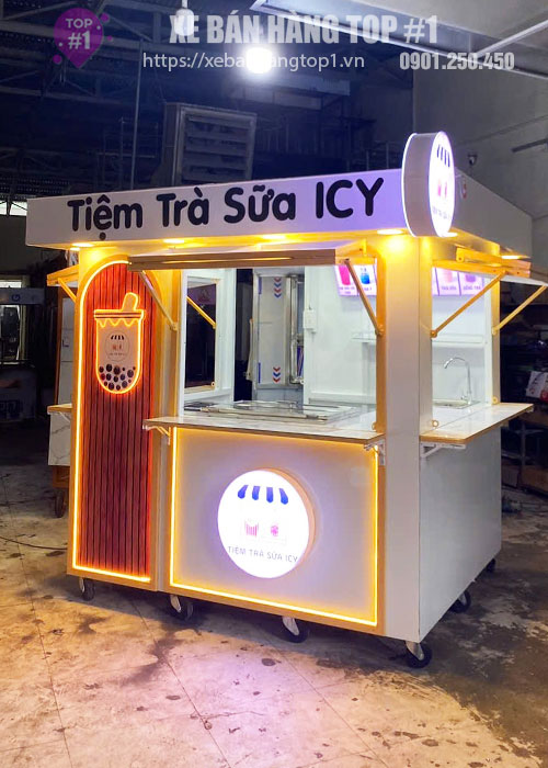 Mẫu kiot trà sữa đẹp 2M2x1M6x2M2