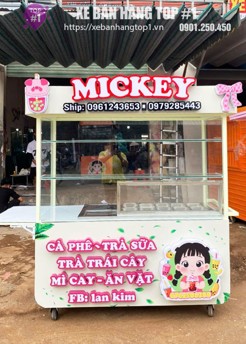 Xe trà sữa ăn vặt 1M6x70x1M95