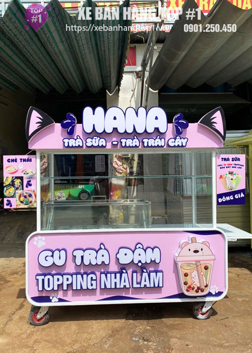 Xe trà sữa Topping nhà làm 1M6x70x1M95