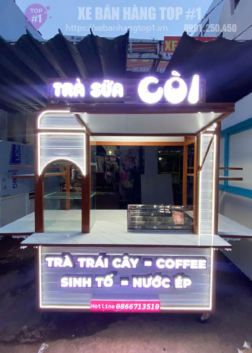 Xe trà sữa có thùng đá 1M6x60x1M95