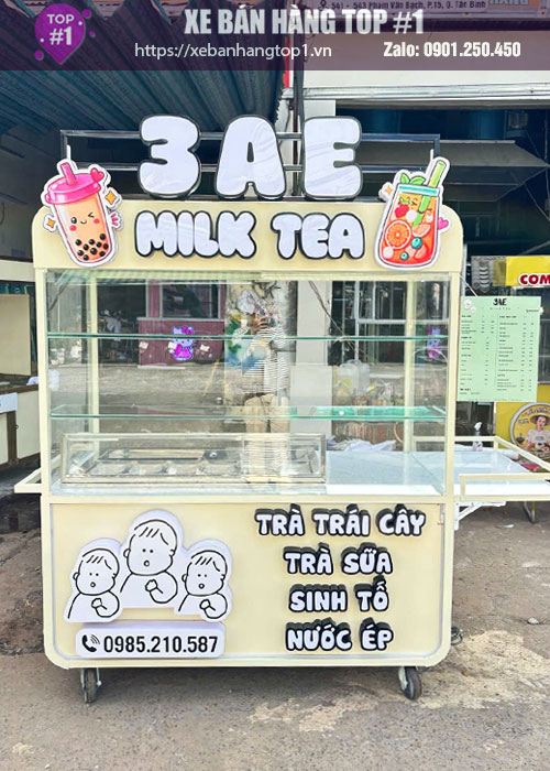 Xe bán trà sữa 1M5x80x1M95