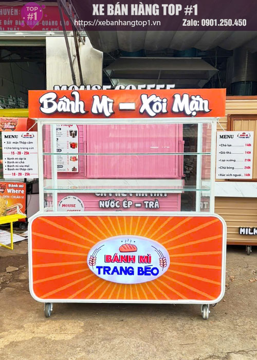 Xe bánh mì xôi mặn 1M2x60x1M95