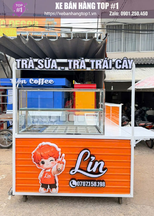 Quầy chữ L bán trà sữa 1M6x2M2x1M95